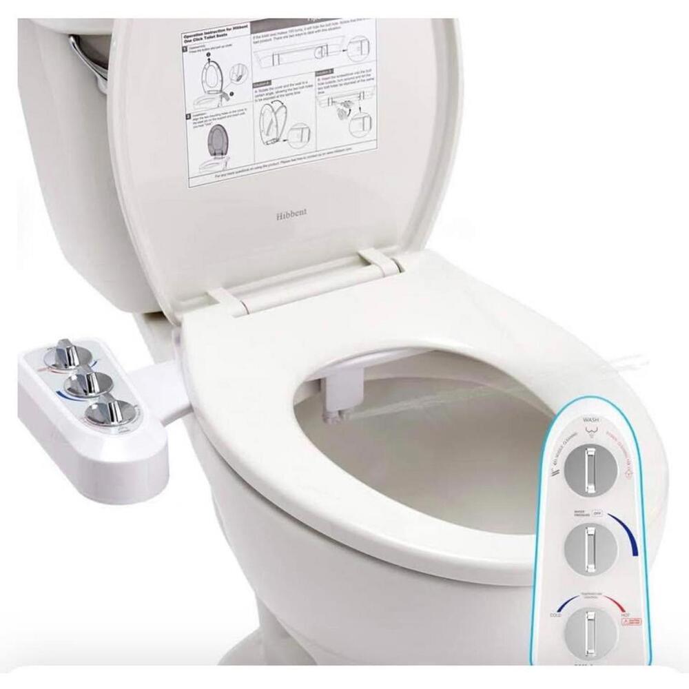 Hibbent Non-Electric Toilet Seat Bidet with Dual Nozzle